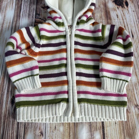 Gymboree Baby Girls Size 6-12M Mos Hooded Stripe Cardigan Sweater Top Infants - Picture 3 of 8